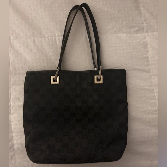 Genuine vintage Gucci Small Black on Black Logo tote. 002-1099 - Picture 9 of 9